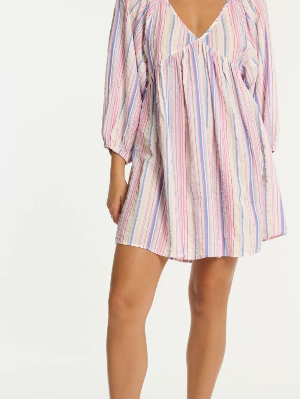 Sea Levek Striped V-Neck Dress Or Cover Up in Pastel Multi